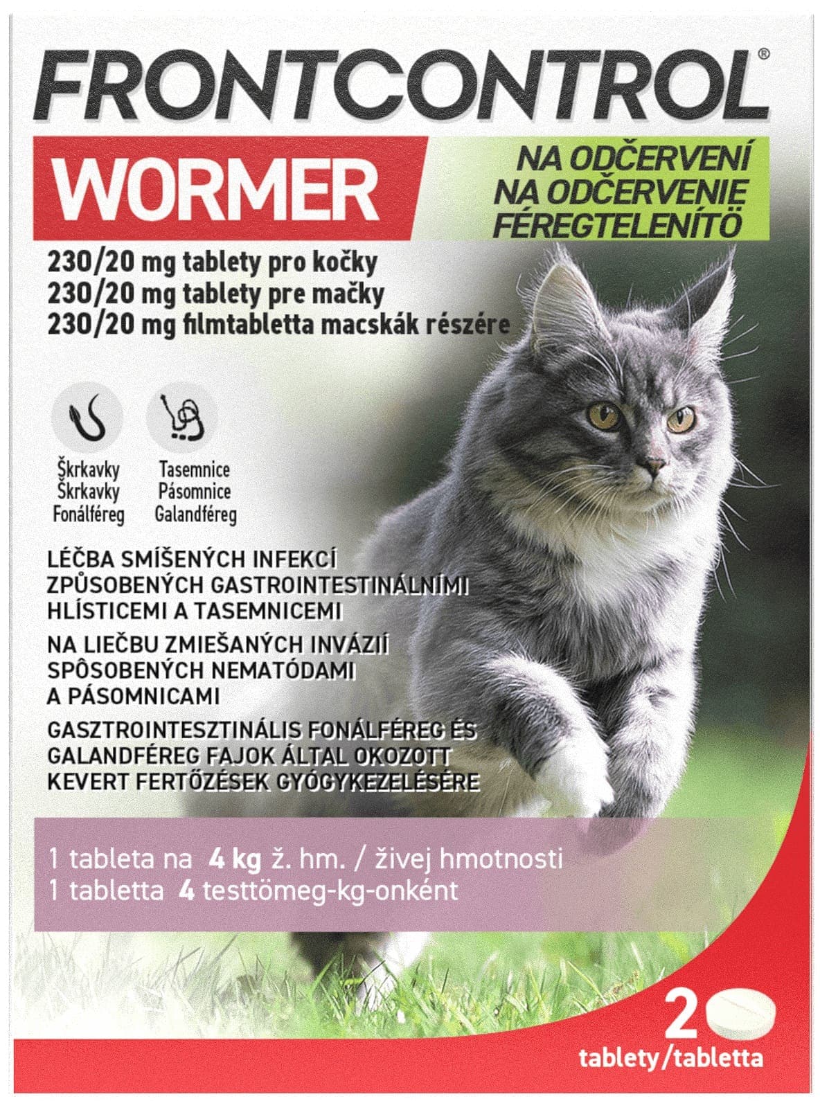Frontcontrol Wormer 230/20mg pro kočky tbl.2 2 ks
