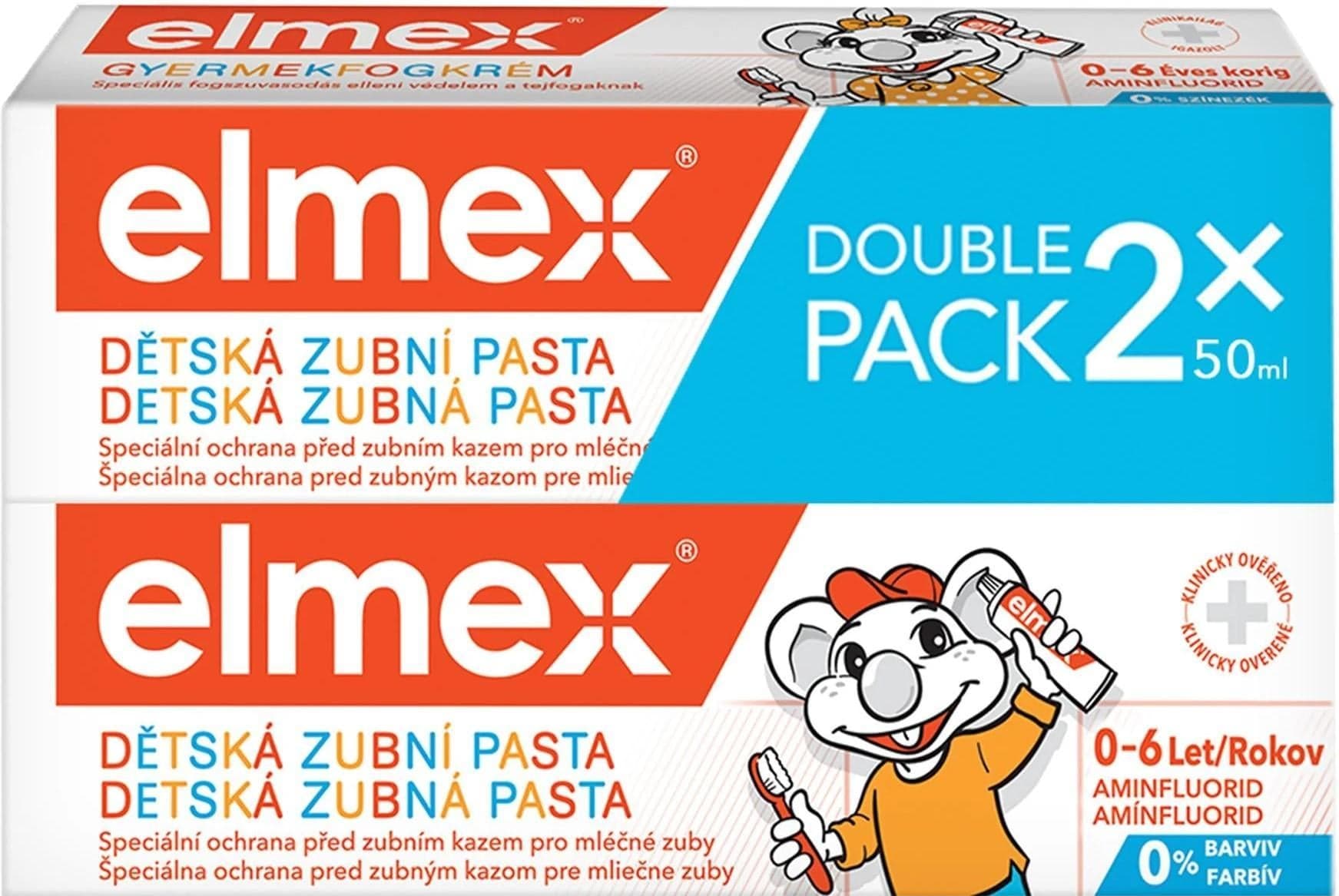 elmex Kids dětská zubní pasta pro děti 0–6 let (2×50 ml)
