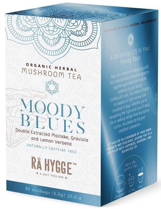 Rå Hygge BIO Moody Blues bylinný čaj s Maitake