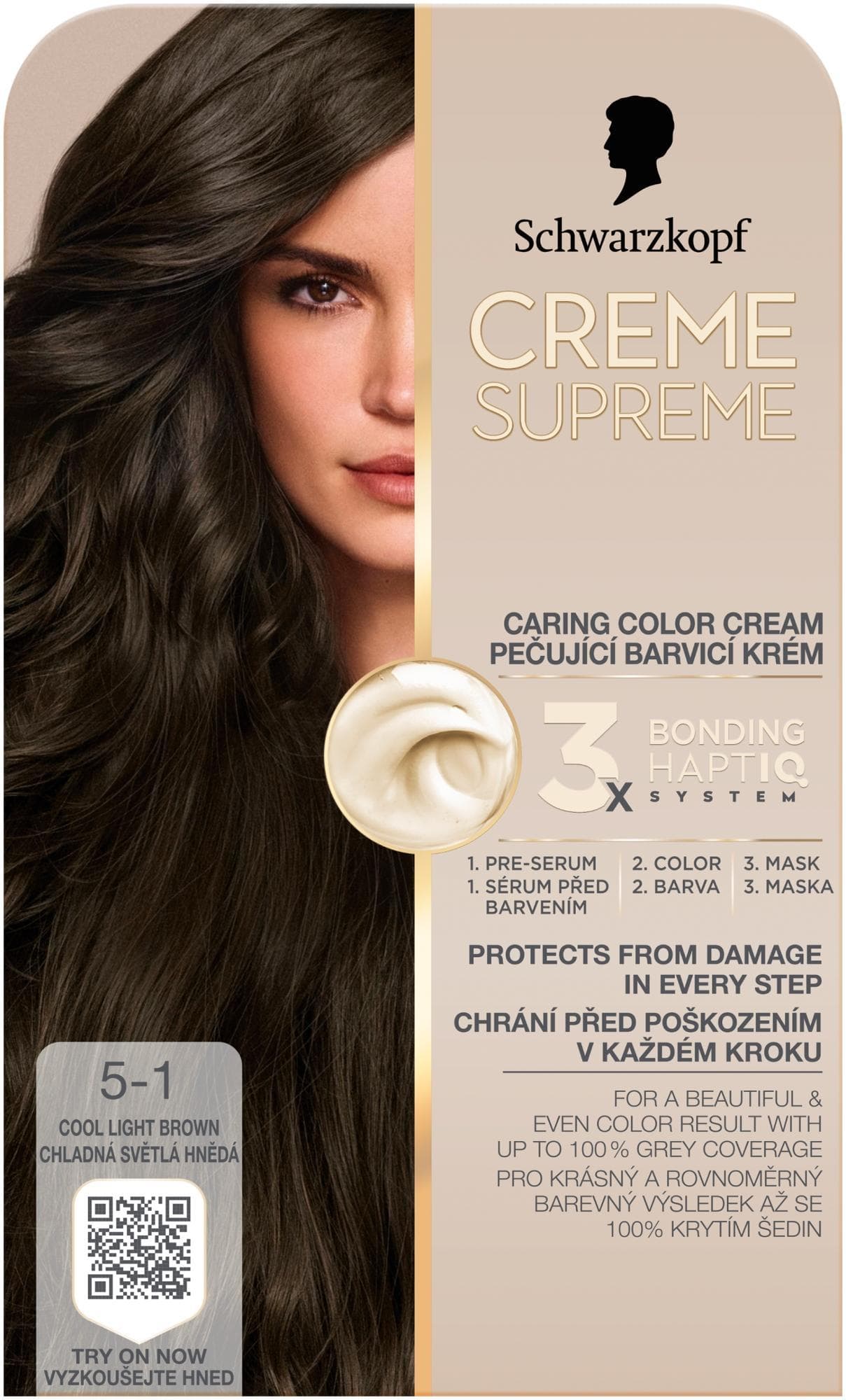 Schwarzkopf Creme Supreme barva na vlasy chladná světlá hnědá 5-1