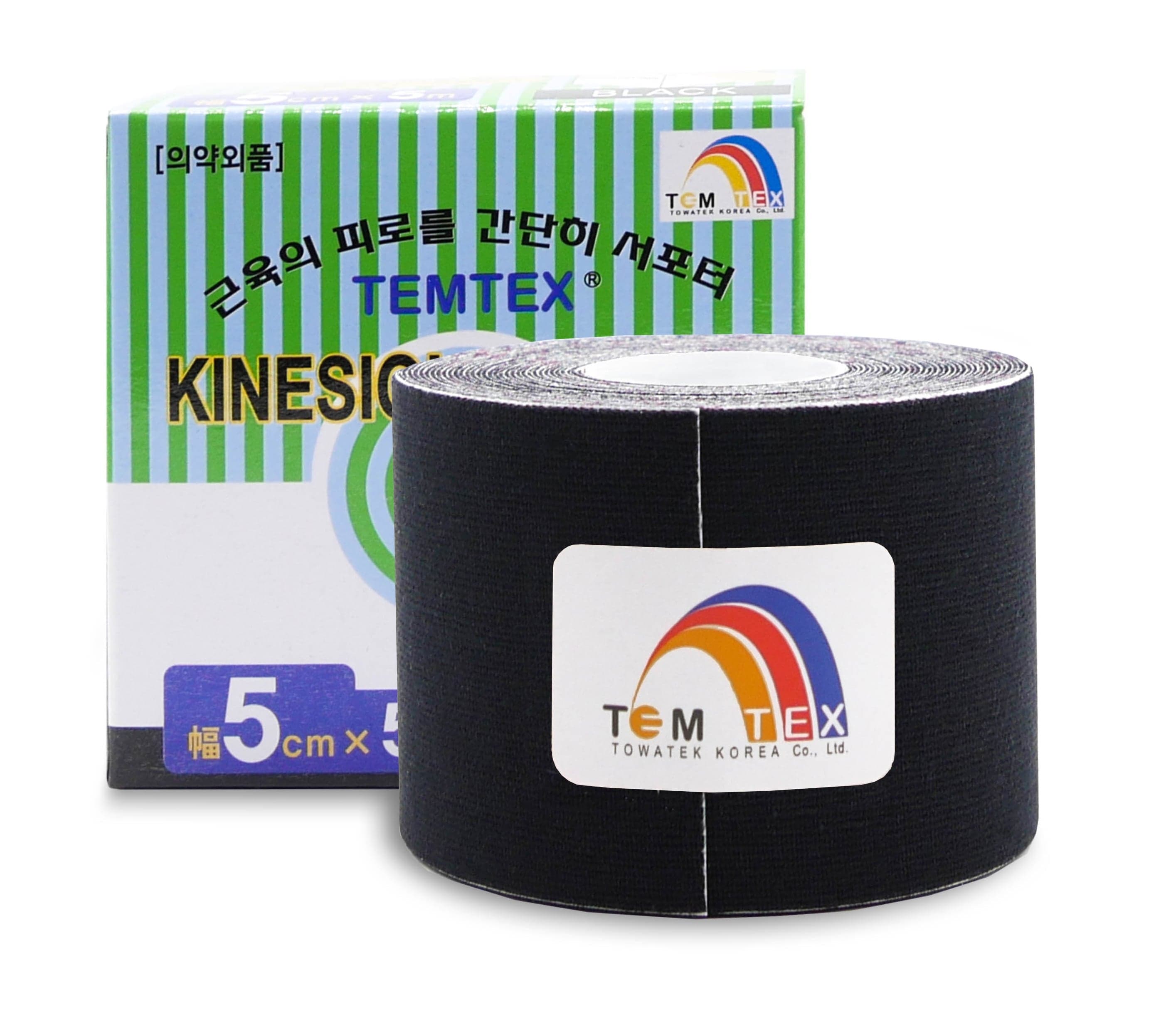 TEMTEX kinesio tejpovací páska černá 5cmx5m