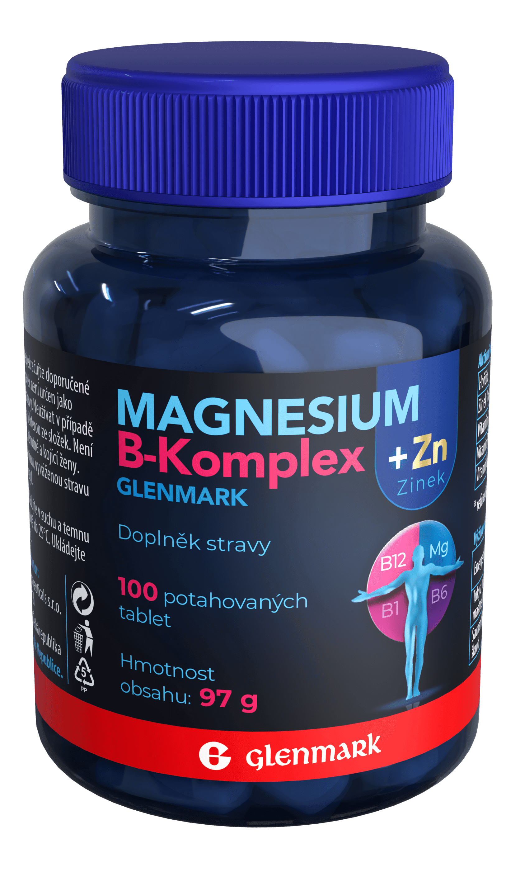 Magnesium B-komplex+Zinek Glenmark tbl.100