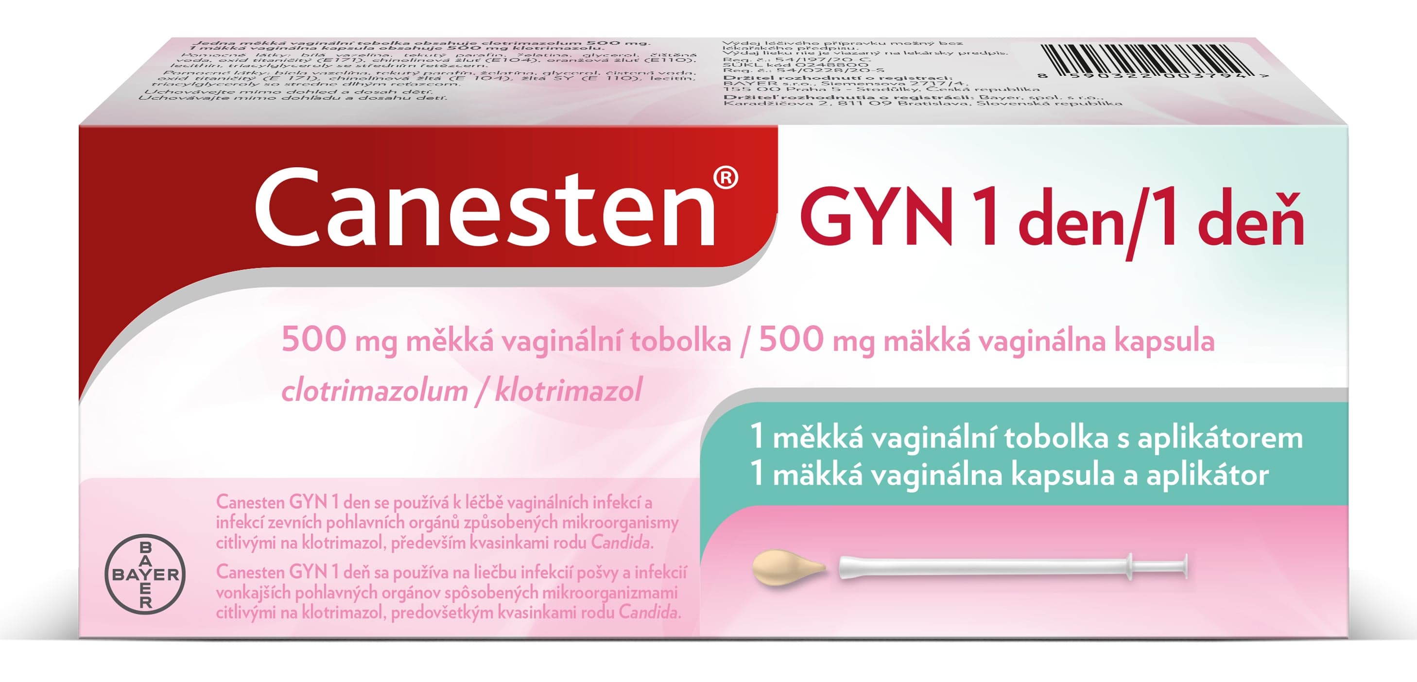CANESTEN GYN 1 DEN 500MG Měkká vaginální tobolka 1 I