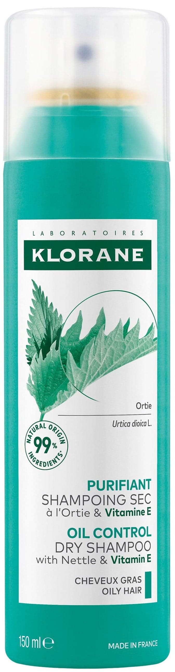 KLORANE Suchý šampon s kopřivou&vit.E 150ml
