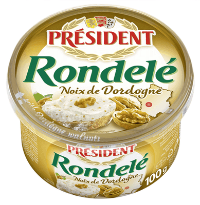 Président Rondelé Čerstvý sýr s vlašskými ořechy z kraje Dordogne
