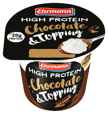 Ehrmann High Protein Pudding s Toppingem Čokoláda