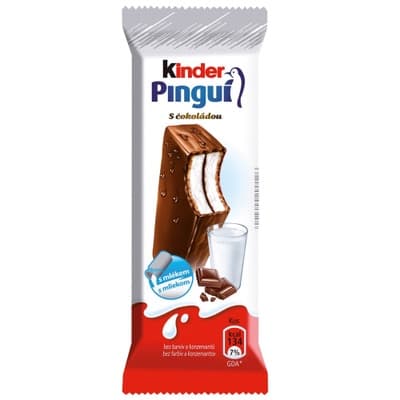 Kinder Pinguí piškotový řez s mléčnou náplní v čokoládové polevě
