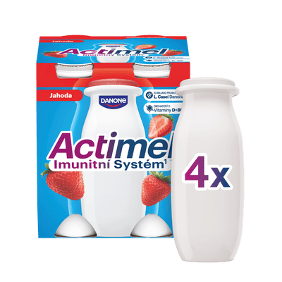 Actimel Probiotický jogurtový nápoj s vitamíny jahoda 4x100g