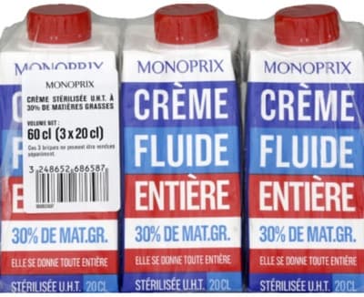 Monoprix Smetana 30% MG (3x 200 ml) 600.0 ml