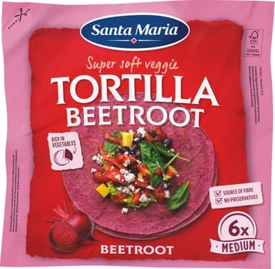 Santa Maria Veggie tortilla červená řepa, 6 ks