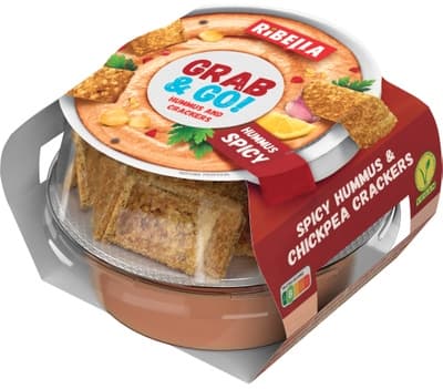 Ribella Grab&Go Spicy Hummus s krekry, vegan