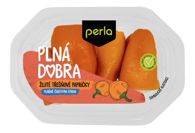 Table foods Žluté třešňové papričky plněné čerstvým sýrem