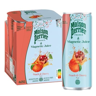 Perrier Juice Peach & Cherry, multipack 4x0,25l