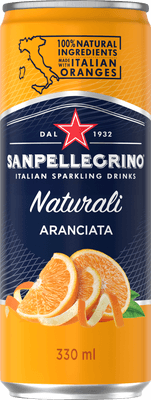 San Pellegrino Aranciata pomeranč, plech