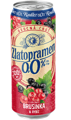 Zlatopramen Radler 0,0 % Brusinka a rybíz, plech