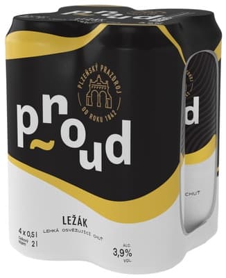 Proud pivo ležák světlý 4×0,5 l plech