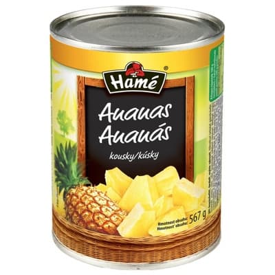 Hamé Ananas kostky v sladkém nálevu