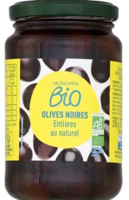 Monoprix Bio organické celé černé olivy