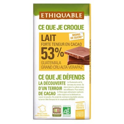 Ethiquable BIO Mléčná čokoláda 53%