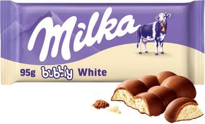Milka čokoláda Bubbly bílá a mléčná s bublinkami