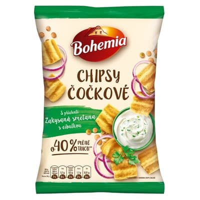 Bohemia Chipsy čočkové s příchutí zakysaná smetana s cibulkou