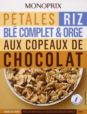 Monoprix Celozrnné lupínky s kousky čokolády