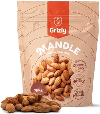 GRIZLY Mandle natural, neloupané