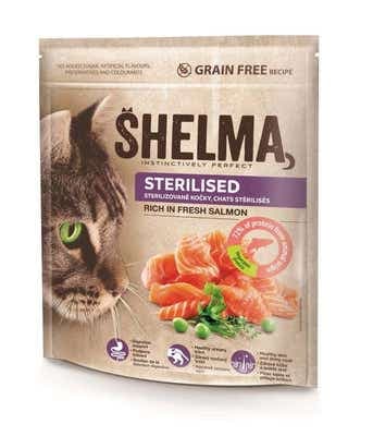 Shelma Sterilised Bezobilné granule s čerstvým lososem pro dospělé kočky