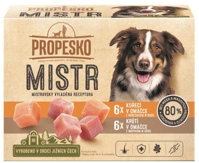 Propesko Mistr Filetky s kuřecím a krůtím v omáčce pro psy 12x85g
