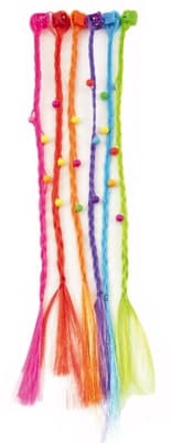 Teddies Skřipce do vlasů s barevnými copánky 30 cm