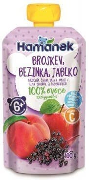 Hamánek 100% ovoce Broskev, bezinka, jablko