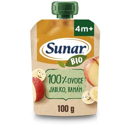 Sunar BIO ovocná kapsička jablko, banán 4m+