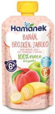 Hamánek 100% ovoce Banán, broskev, jablko