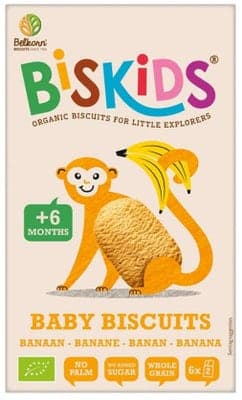 Belkorn BISkids BIO Dětské celozrnné sušenky s banánem bez přidaného cukru 6m+