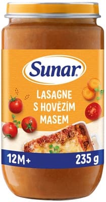 Sunar Příkrm lasagne s hovězím masem, 12m+