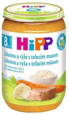 HiPP BIO Zelenina a rýže s telecím masem