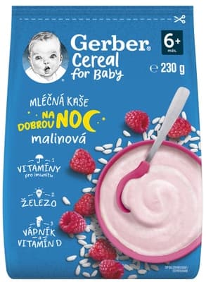 Gerber Cereal mléčná kaše malinová Dobrou noc 230.0 g
