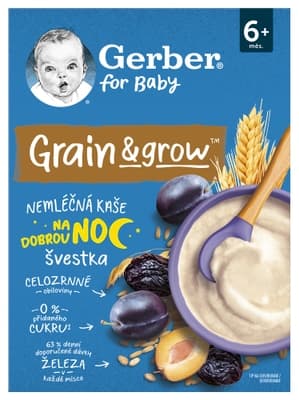 Gerber Natural nemléčná kaše pšenično-ovesná švestka