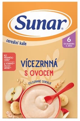 Sunar Vícezrná kaše s ovocem, 6 m+