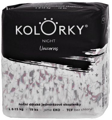 Kolorky Night EKO plenky na noc - Jednorožci - vel. L (8-13 kg)
