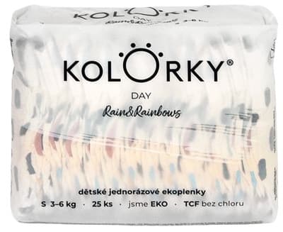 Kolorky Day Jednorázové eko plenky déšť a duhy S (3-6 kg)