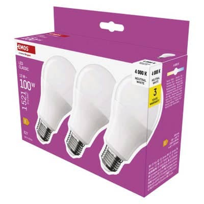 Emos LED žárovka Classic A60 / E27 / 13 W (100 W) / 1521 lm / neutrální bílá