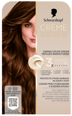 Schwarzkopf Creme Supreme Barva na vlasy 6-68 Tmavá karamelová blond