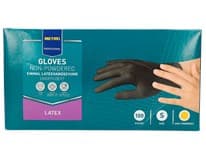 METRO PROFESSIONAL Rukavice nepudrované Latex černé vel. S 100 ks