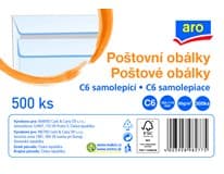 aro Obálka C6 samolepicí bílá 500 ks
