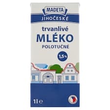 Madeta Jihočeské trvanlivé mléko polotučné 1,5% 1l
