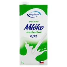 Pragolaktos Trvanlivé mléko odstředěné 0,3% 1l