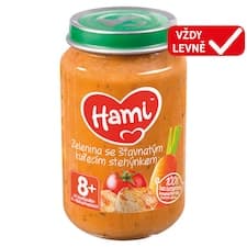 Hami Zelenina se šťavnatým kuřecím stehýnkem masozeleninový příkrm od ukončeného 8. měsíce 200g