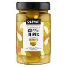 Olymp Zelené olivy plněné mandlí ve slané nálevu 320g