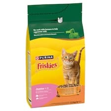Friskies Junior granule pro koťata kuře a krůta, s mlékem, zelenina 1,5kg